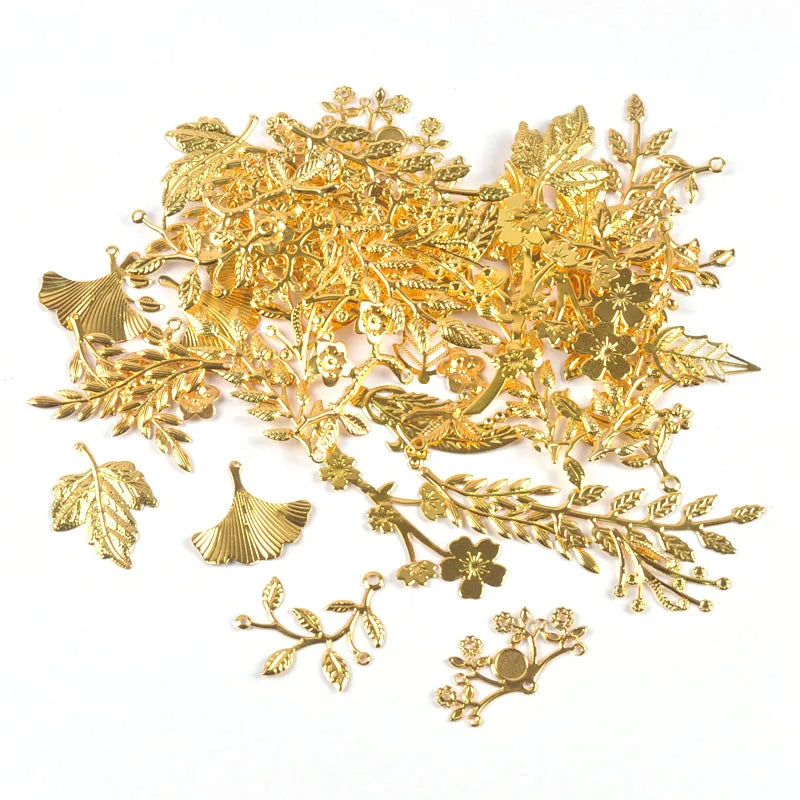Mixed Gold Leaf Filigree Wraps Metal Crafts Connectors For Making Jewelry Accessories DIY Scrapbook Handicraft Home Decor yk0912 Qme