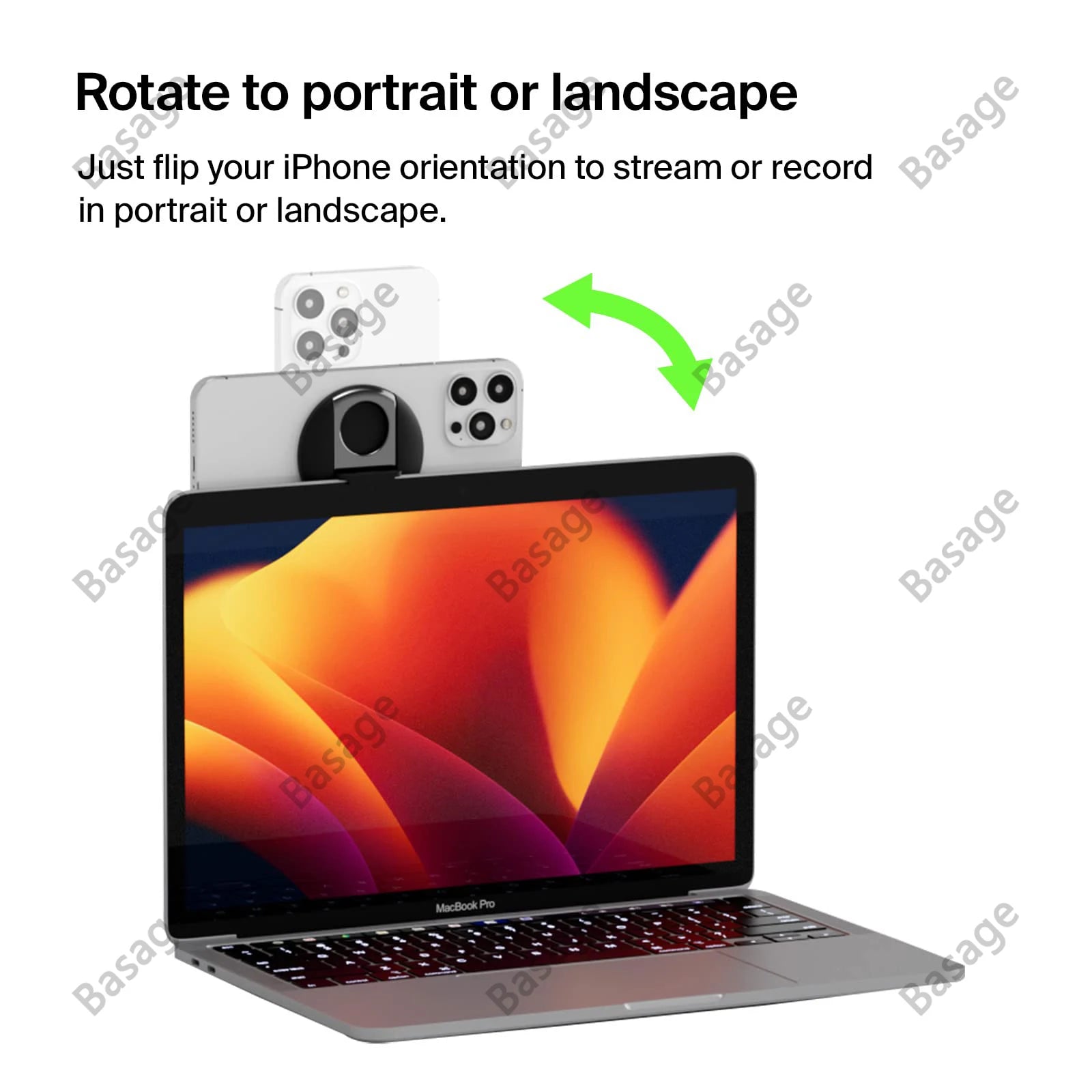 Continuity Camera Mount for MacBook Laptops/iPhone 12, 13 &14, Compatible with Magsafe, iPhone Webcam Mount, Desk View Avaliable Qme