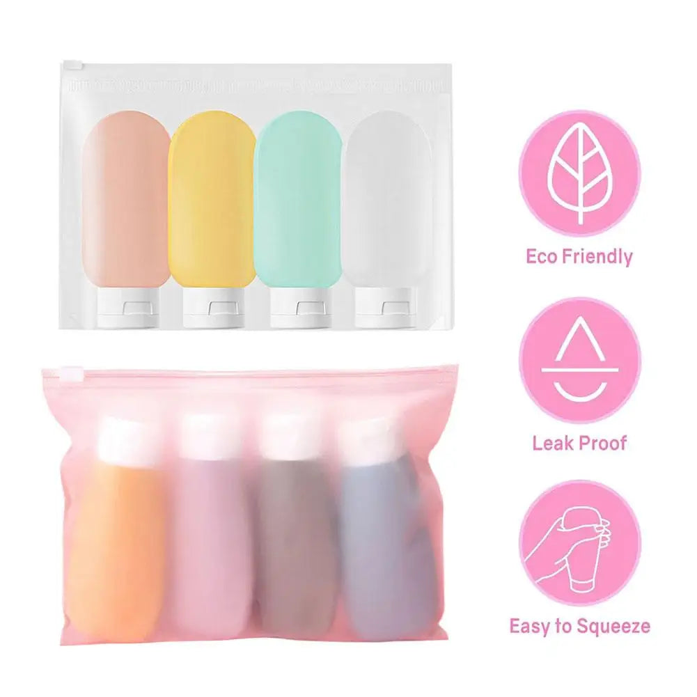Fashion New Portable Travel Shampoo Bottle 4Pcs Set Refillable Bottle 60ml Soft Lotion Container Squeeze Tube Empty Bottle Qme