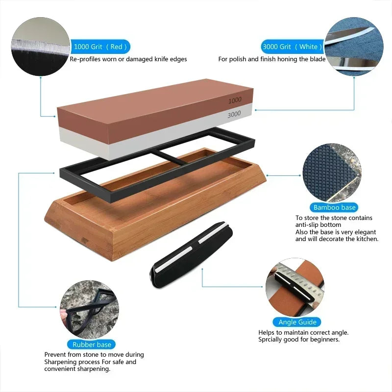 2 in 1 Professional Sharpening Stones Knife Sharpener Double-side Whetstone Grinder Stone Watster Stone Kitchen Gadgets Qme