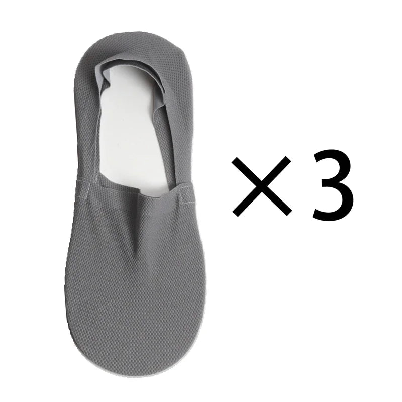 3 Pairs Men's Boat Socks 100 Cotton Deodorant Sweat Absorption Mesh Qme 3 Pairs -G EU38-43 (US5-9)