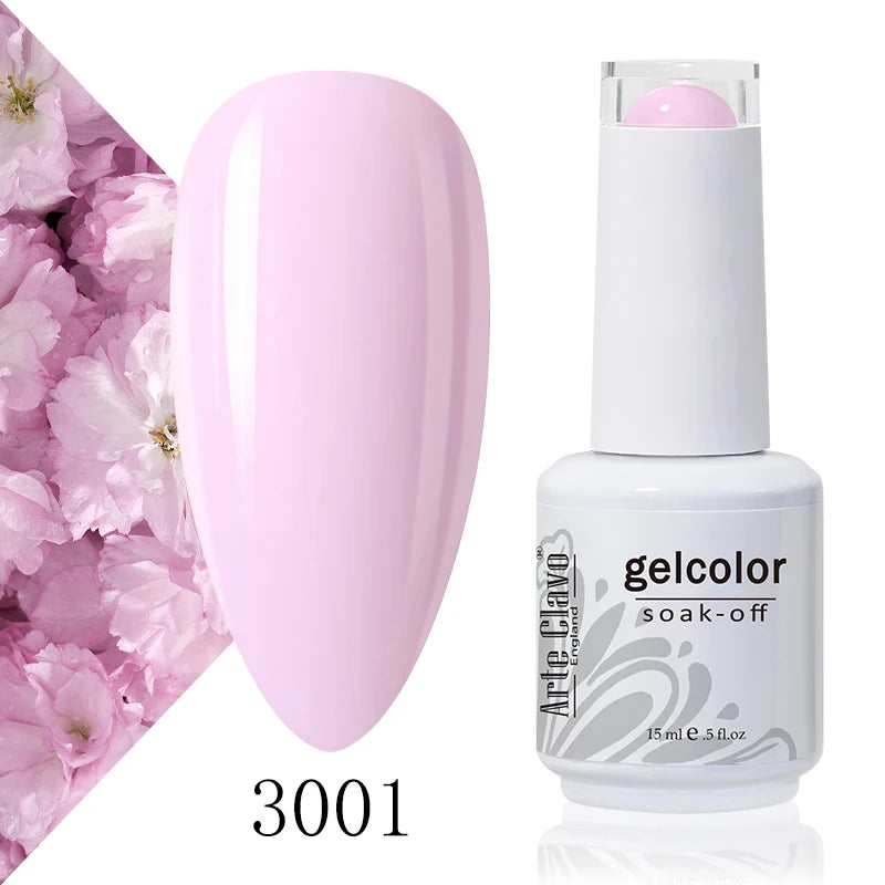 Arte Clavo Solid Gel Nail Polish Rainbow Summer Varnish Soak Off Qme