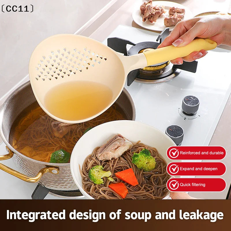 2in1 Soup Ladle Colander Big Heat Resistant Kitchen Strainer Qme