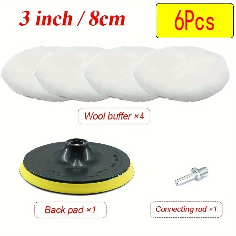 6-Piece Industrial Polishing Kit Polishing Pad Car Waxing Sponge Disc Car Paint Care Car Gadgets Qme 3 inches 6pcs