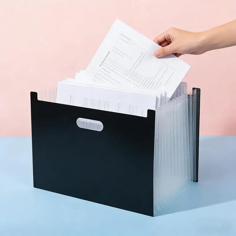 A4 Accordion Folder Clear Index Labels Expanding Document File Qme