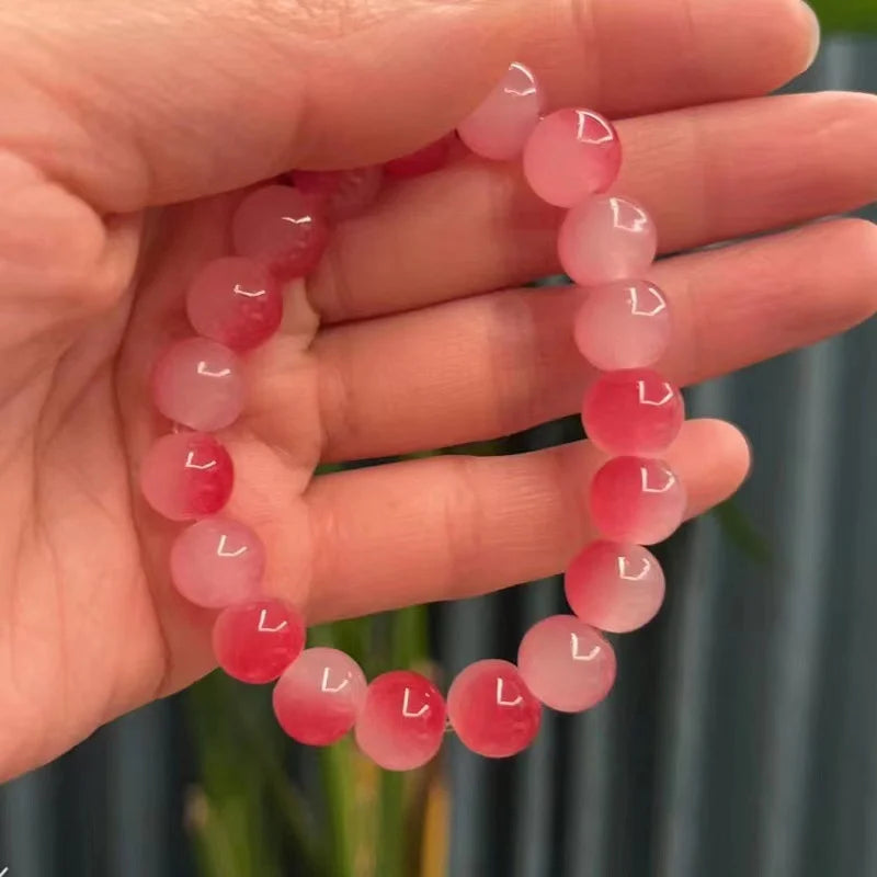 Chinese Imitation Bodhi Plate Playing Bracelet Girl Gradient Glass Bead Bracelet for Unisex Present DIY Jewelry Wholesale Qme red 10mm