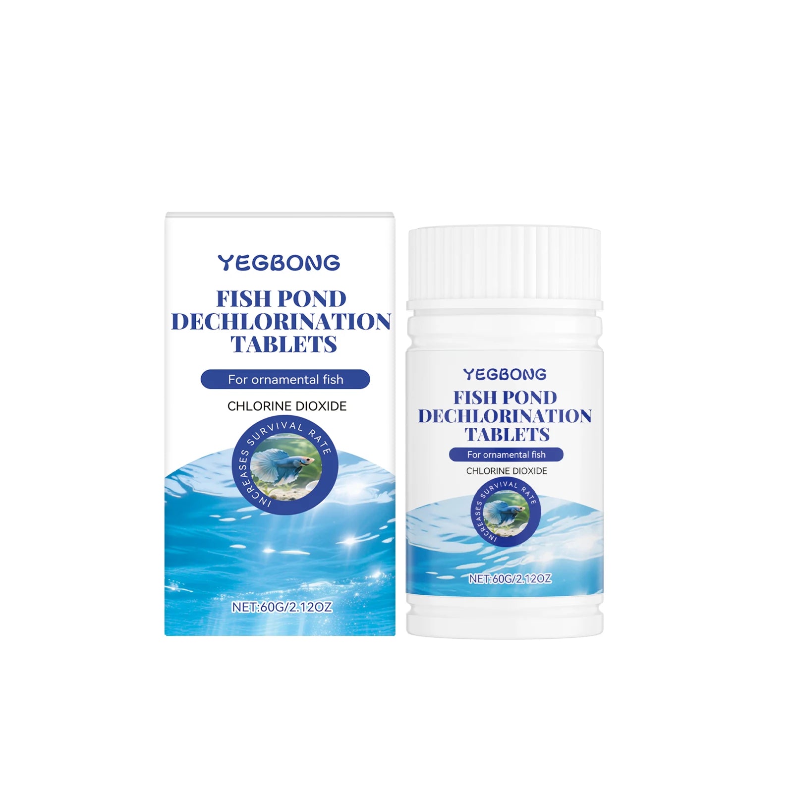 Yegbong Fish Pond Chemistry Fish Tank Treatment Chlorine Remove Sheet Aquarium Stain Cleaning Clear Water Maintenence Supplement Qme 60g