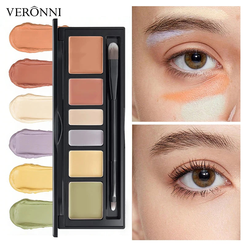 VERONNI 6 Colors Concealer Palette Full Coverage Waterproof Long Qme