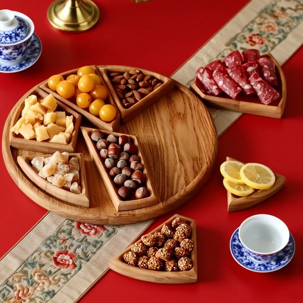 Serving Trays Party Divided Puzzle Tray Food Wooden Platter Qme