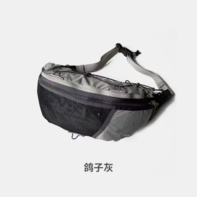 Large Capacity Men's Outdoor Breast Bag Travel Leisure Sports Qme GRAY