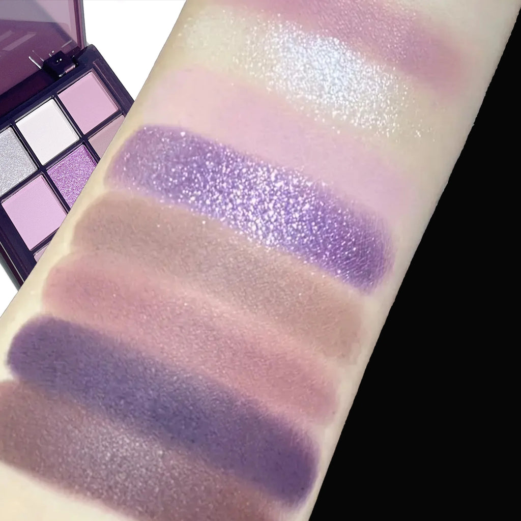 Purple Eyeshadow Palette -9 natural and shimmery finish colors for a long-lasting smoky eye makeup Qme