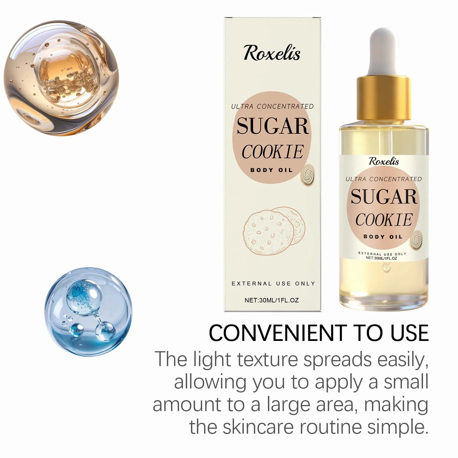 Sugar Cookie Fragrance Body Oil Long-lasting Moisturizing Nourishing Oil for Dry Skin Smooth Skin Daily Hydrating Body Care Qme
