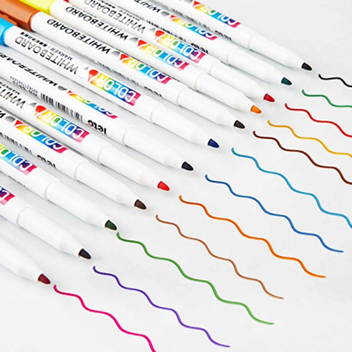 12/24Colors Dry Erase Markers Whiteboard Marker Pen Office School White Board Stationery Fine Tip Colored Pens Qme