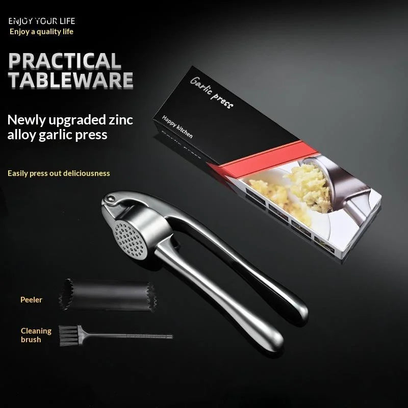 Zinc Alloy Garlic Press Peeler Cleaning Brush Rust Resistant Home Qme