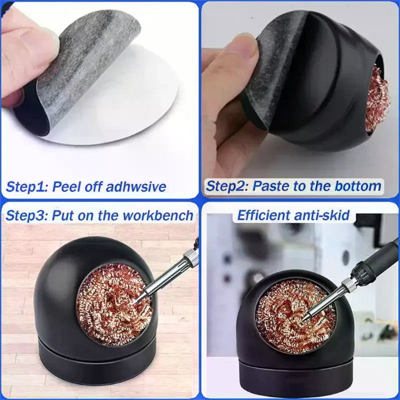 Soldering Iron Tip Cleaning Ball With Copper Coil Sturdy Holder No Water Needed For DIY Electronics Repair Projects Qme