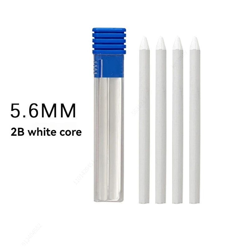 5.6mm Metal Mechanical Pencil And 2B/4B/6B/8B Pencil Refill For Writing Tool Sketch Comics Design Automatic Pencil Qme 1 box white Refill