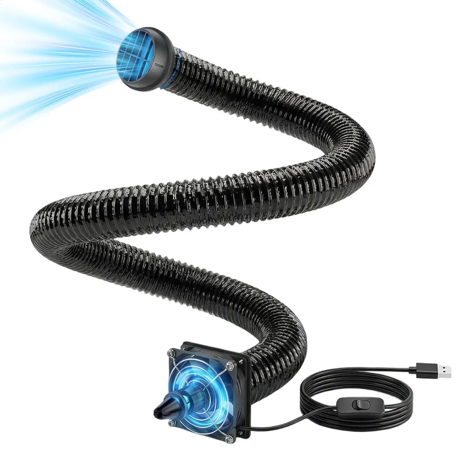 Car AC Vent Extender for Backseat with USB Airflow Fan 3 Meters Auto AC Vent Extender for Kids Pets SUV Truck Sedan Pickup Van Qme