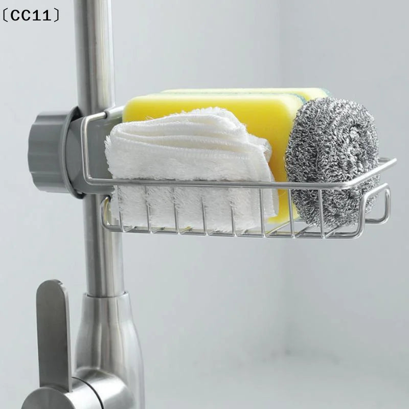 Kitchen Stainless Steel Sink Drain Rack Sponge Storage Faucet Holder Qme