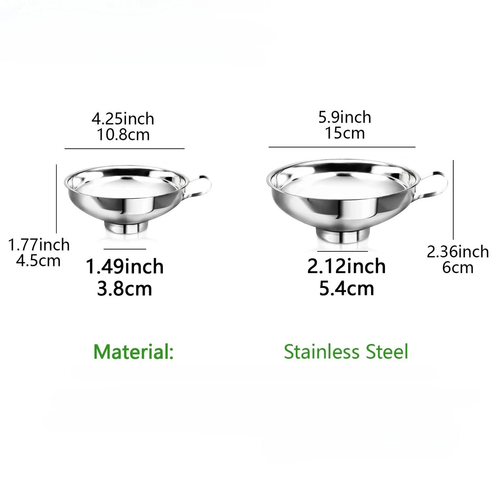 1.49" & 2.12" Funnel Tube Mason Jar Funnel with Handle Stainless Steel Canning Funnel Regular and Wide Mouth Jars Qme