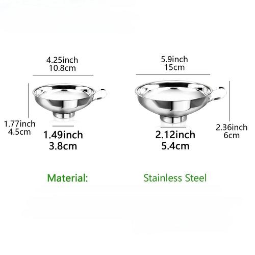 1.49" & 2.12" Funnel Tube Mason Jar Funnel with Handle Stainless Steel Canning Funnel Regular and Wide Mouth Jars Qme