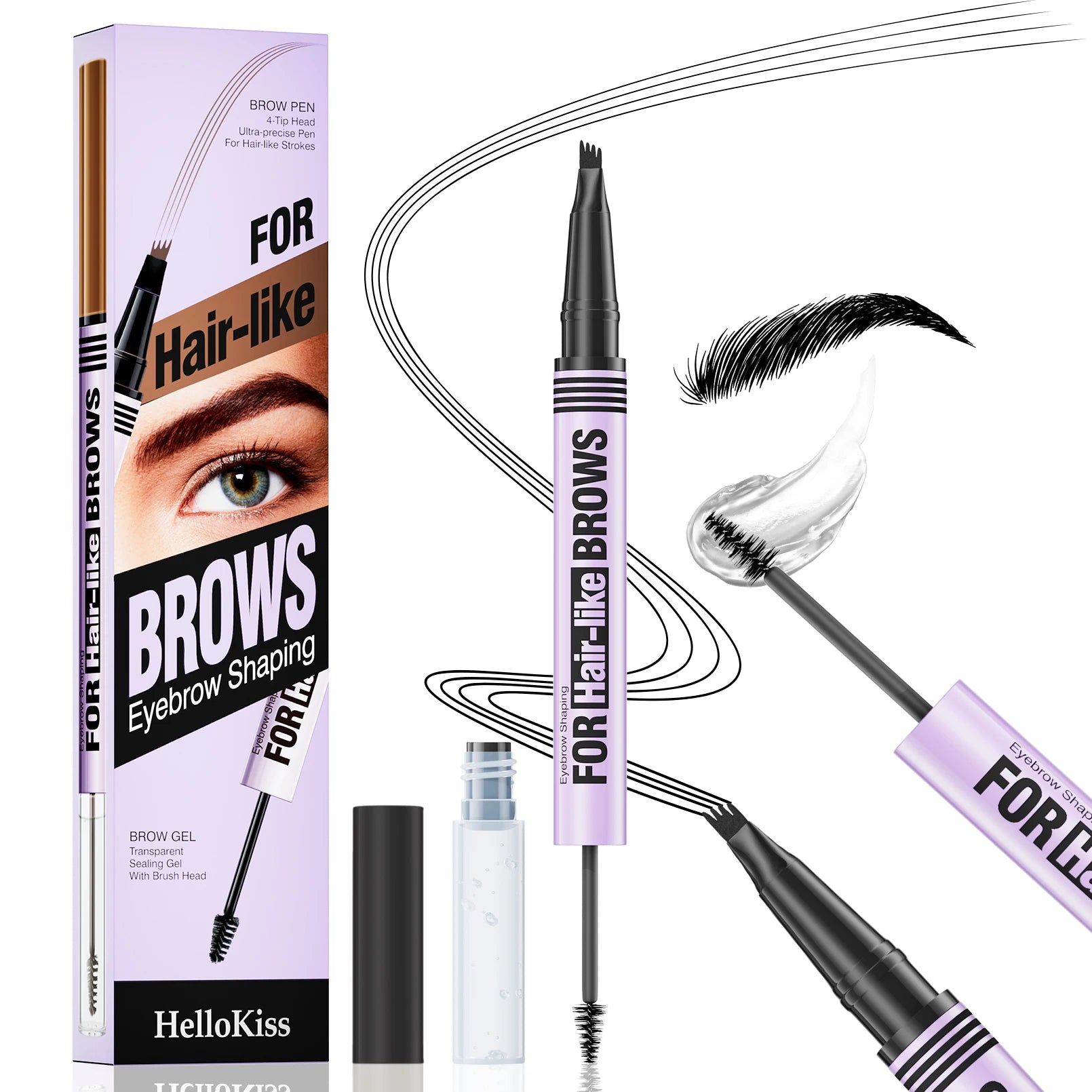 1PC Double-Ended Waterproof Eyebrow Pencil - Non-Fading, Precise Application for Long-Lasting Brow Makeup Qme 9713-5