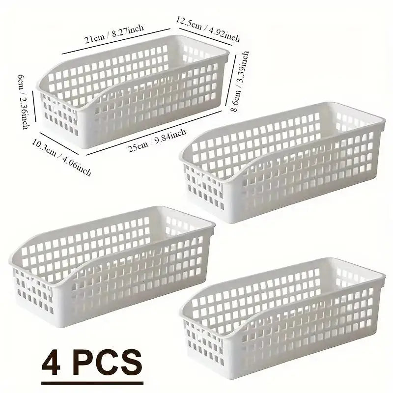 4pcs Stackable Storage Basket Set-Multifunctional Plastic Storage Box Suitable For Books Snacks etc Ideal Choice For Family Home Qme 4pcs B