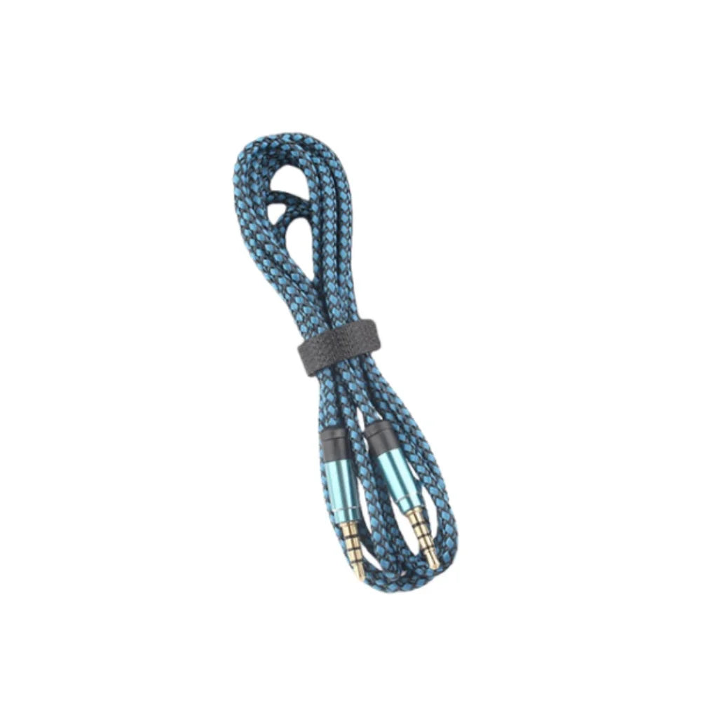 1.5M Jack 3.5mm Male To Male Audio Cable Nylon Braid 3.5mm AUX Cable Headphone Extension Code For Phone MP3 Car Headset Speaker Qme Blue