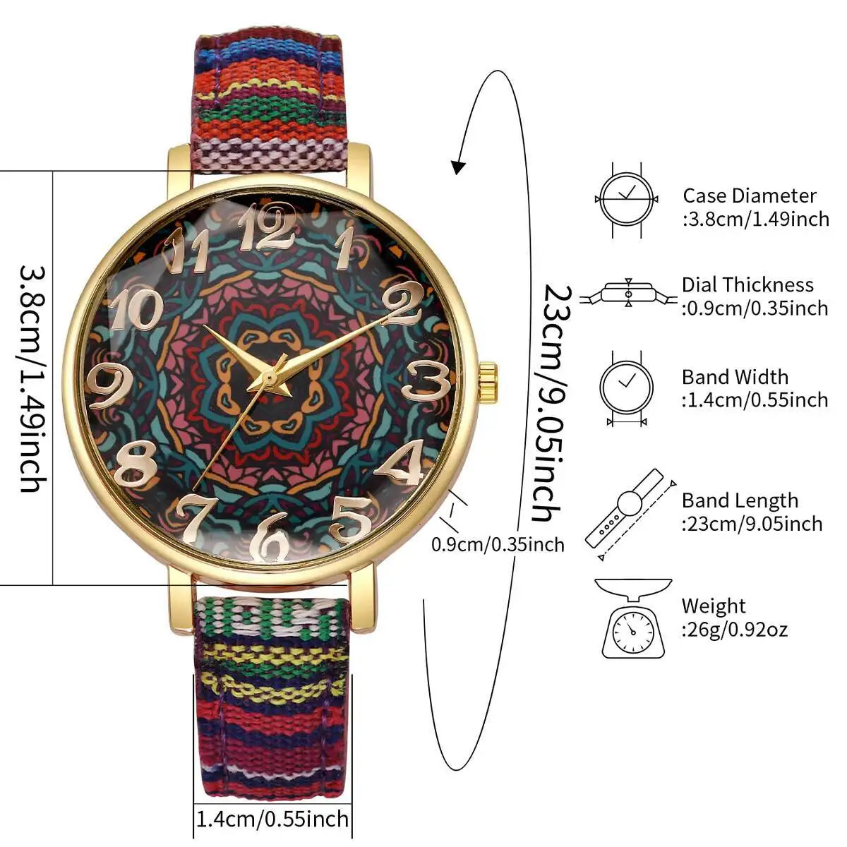 Vintage Printed Women Watches Casual Leather Strap Ladies Quartz Wristwatch Reloj Mujer Girls Gift（Without Box） Qme