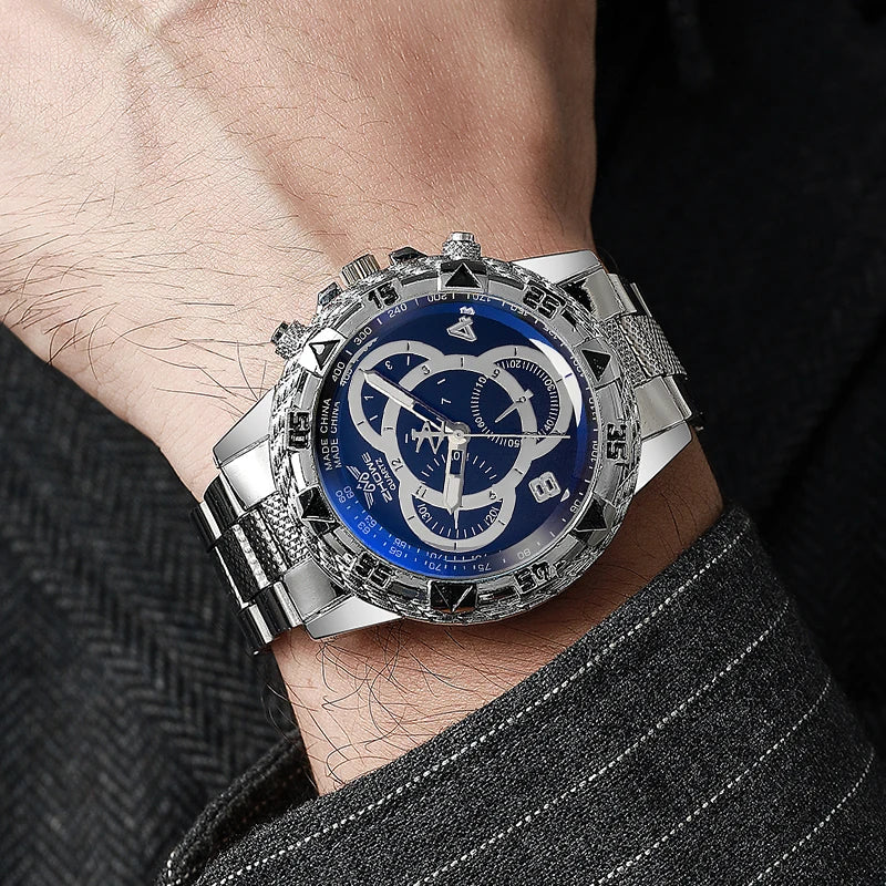 Mostrador Grande Masculino Rel Gios De Neg Cios Pulseira O Gio Quartz Qme