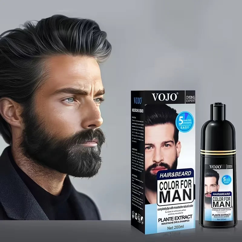 Natural Permanent Beard Dye Shampoo Long Lasting Coloring Men Removal Qme