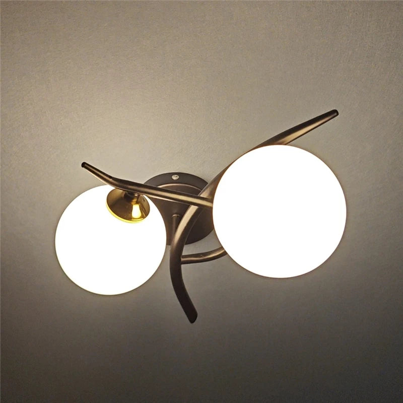 Nordic Modern Iron Wall Lamps LED Bedroom Bed Lamp Learning Corridor Room Indoor Wall Lights Glass Ball Decor Light Fixtures G9 Qme