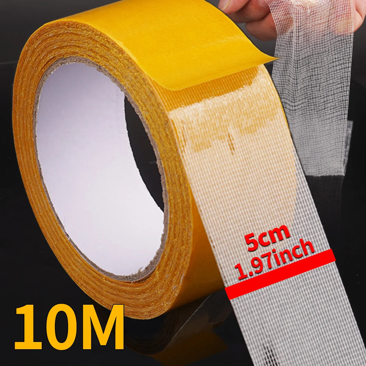 Double Sided Tape Translucent Mesh with Fiberglass Mesh High Tack Strong Adhesive for Carpet Wall Craft Qme 5cmX10M