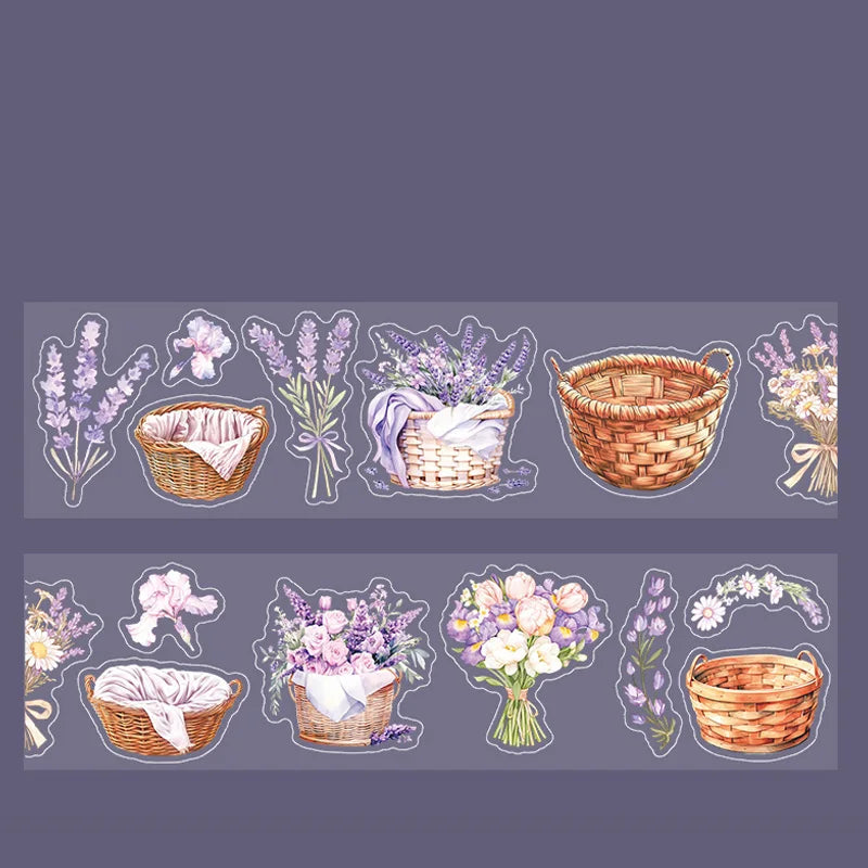 50mm*2m Floral Masking Tape for DIY Scrapbooking Journal Planner Notebook Phone Case Decoration Spring Basket Flower Arrangement Qme 6