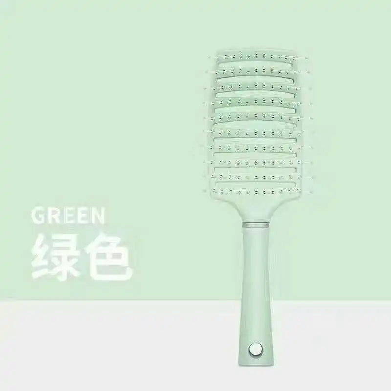 Women's Crown Hair Comb Volumizing Paddle Brush Flat Fix Macaron Bone Qme light green