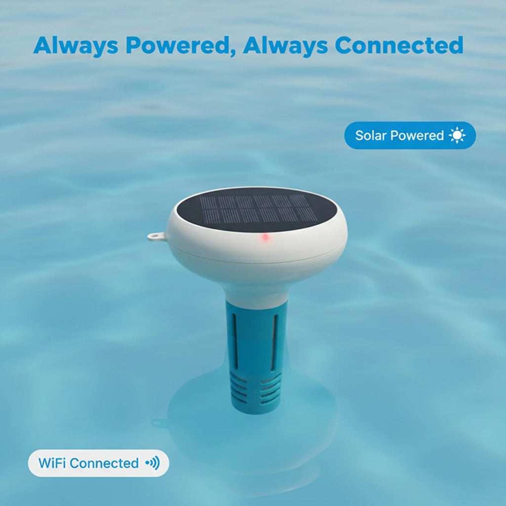 7-in-1 Digital Pool Water Tester Floating Wireless Water Quality Tester Temperature EC ORP for Pools Spas and Hydroponics Qme
