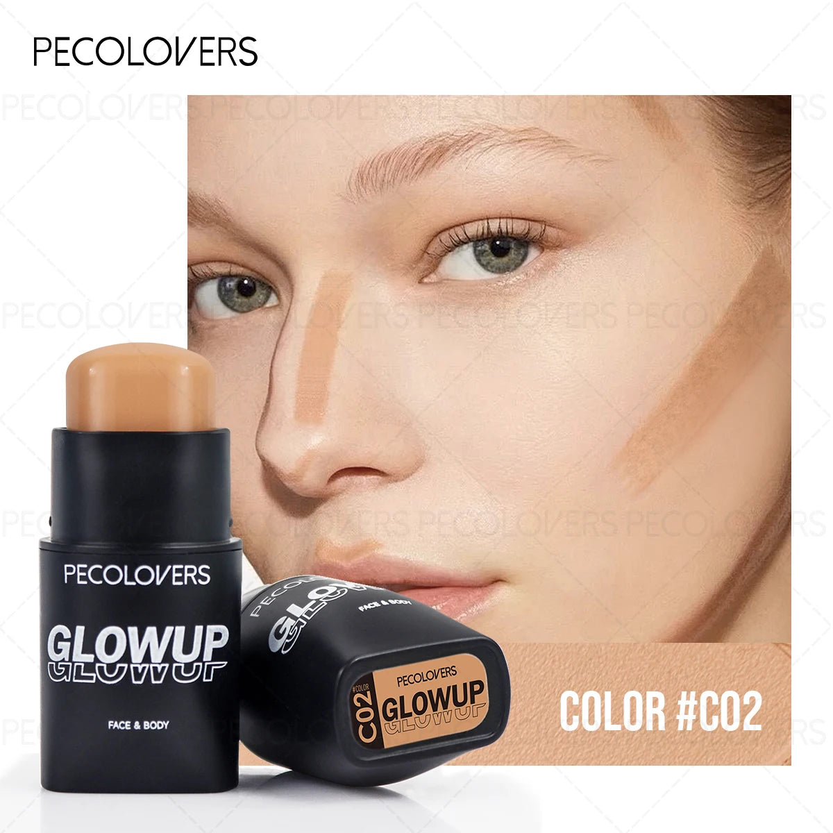 Face Contour Stick 3D Natural Shadow Look All Skins Highlight Qme C02