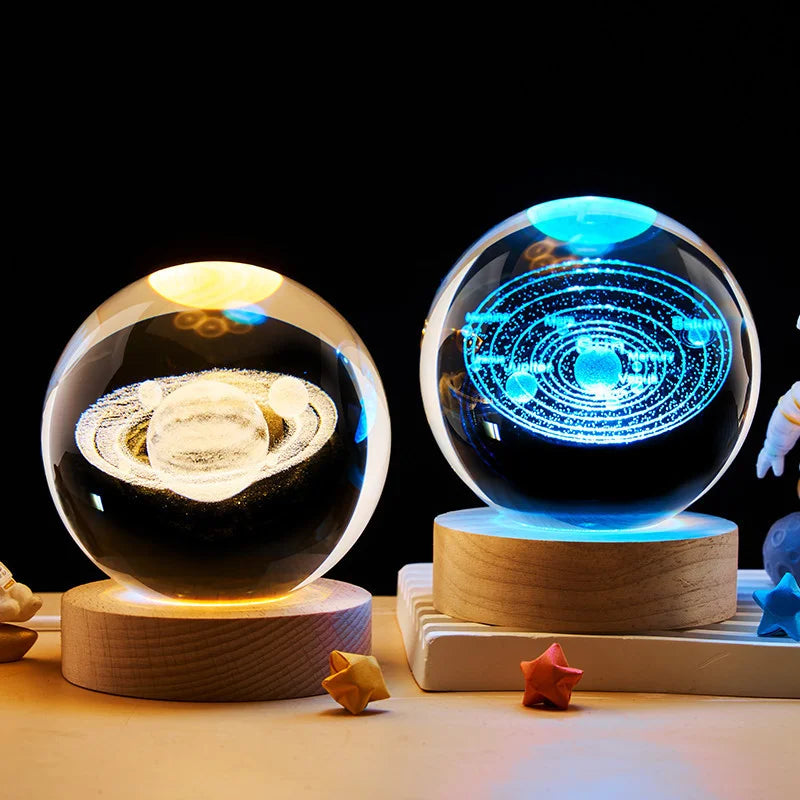 3D Colored Luminous Crystal Ball Astronomy Galaxy Crystal Sphere Beside Lamp Solar System Glassic Snow Globe Desktop Decorations Qme