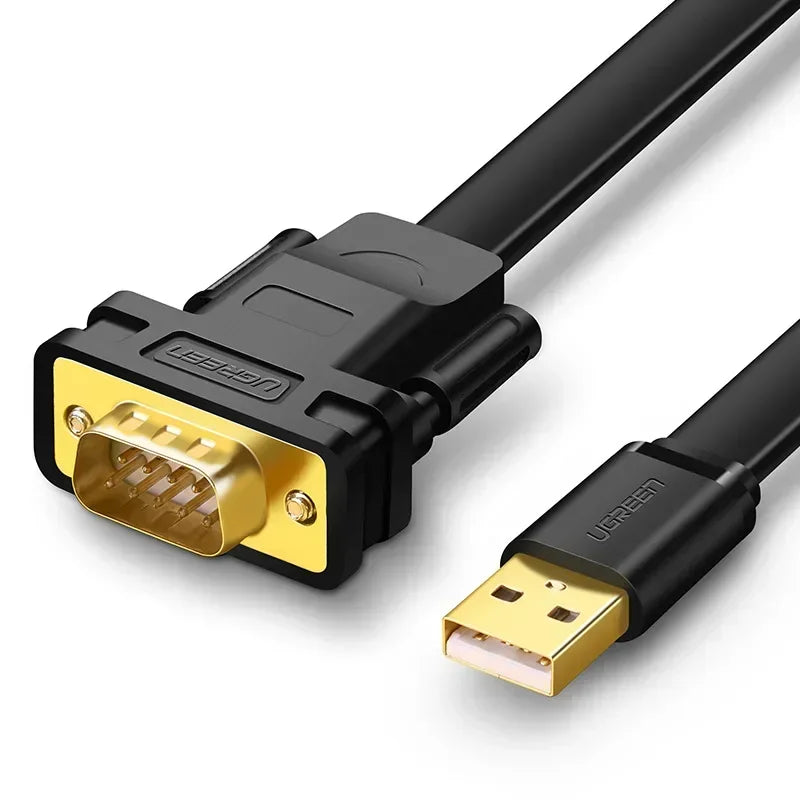 Flat Cable Converter for RS232 Com Serial, USB, WIN10, WIN8, MAC, SERVER2008, INDUSTRY Qme USB to 9-pin cable 2M