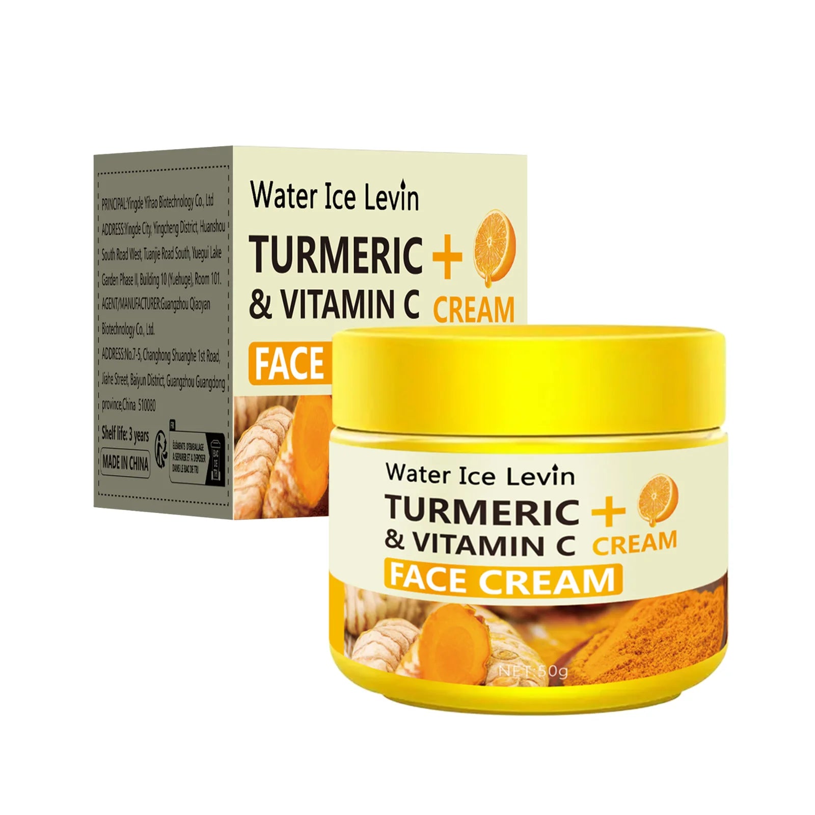 Turmeric Vitamin C Anti-Aging Cream Moisturizing Anti-Wrinkle Collagen Hyaluronic Acid Cream Skin Care Cosmetics 50g Qme A