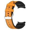 Silicone+Leather Strap For Samsung Galaxy Watch 7 6 4/5 Pro 40mm 44mm Band 6 4 Classic 47 43mm 46mm Replacement Correa Bracelet Qme Yellow Silver Galaxy Watch 4 40mm