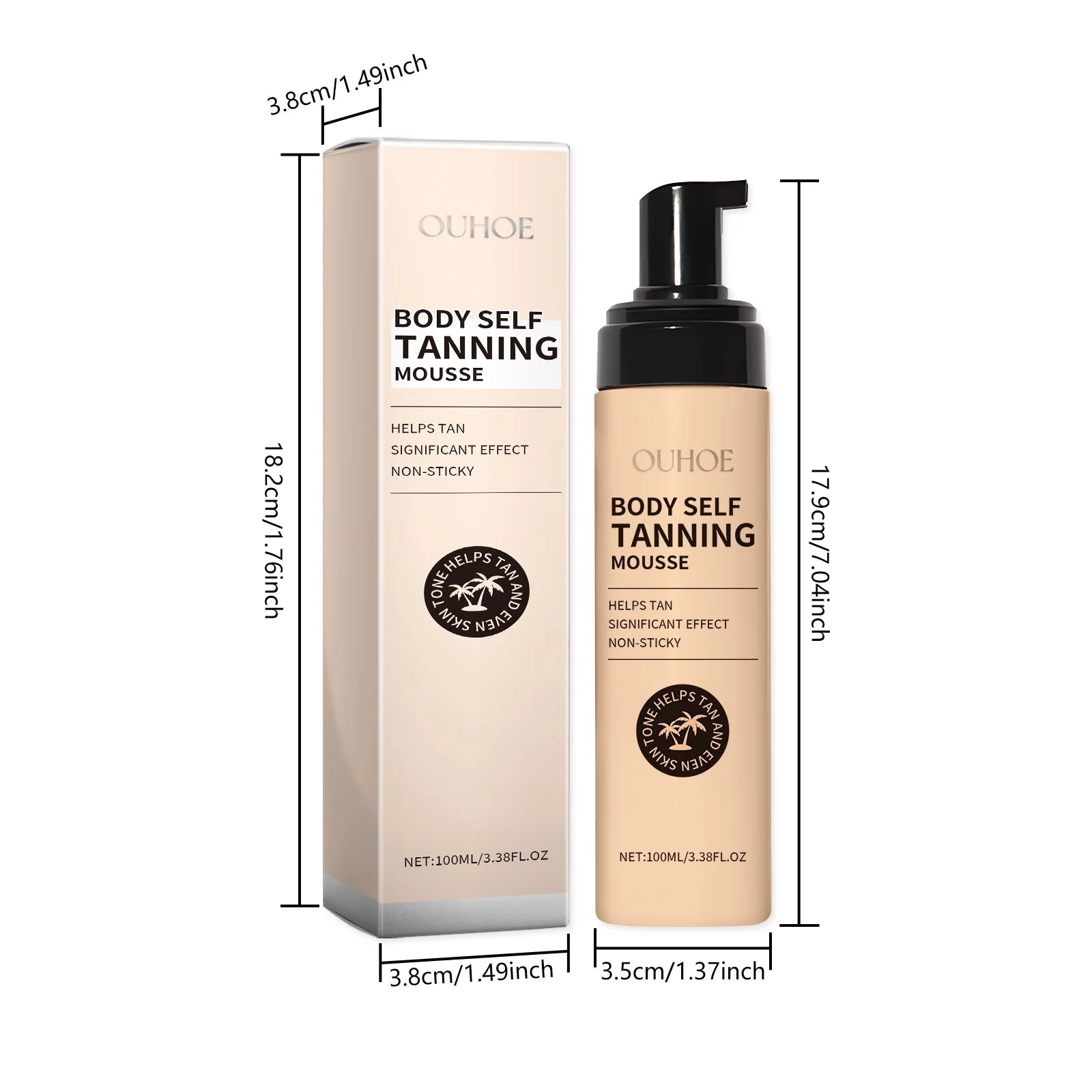 Body Self Tanning Mousse Fake Tan Bronze Skin Quick Natural Tanning Mousse Body Bronzer Sunless Self Tanner Face Body Outdoor Qme
