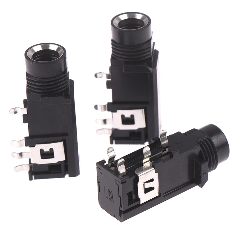 3pcs/lot 6.35mm Jack stereo female socket connector audio adapter 4pin . Qme