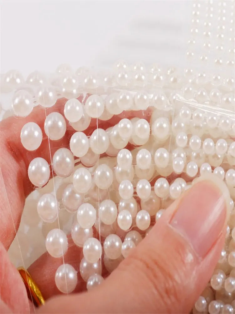 900pcs/ Sheet 3D Pearl Face Jewels Eyeshadow Stickers Self Adhesive Face Body Eyebrow Diamond Nail Stickers Diamond Decoration Qme Off white 4MM