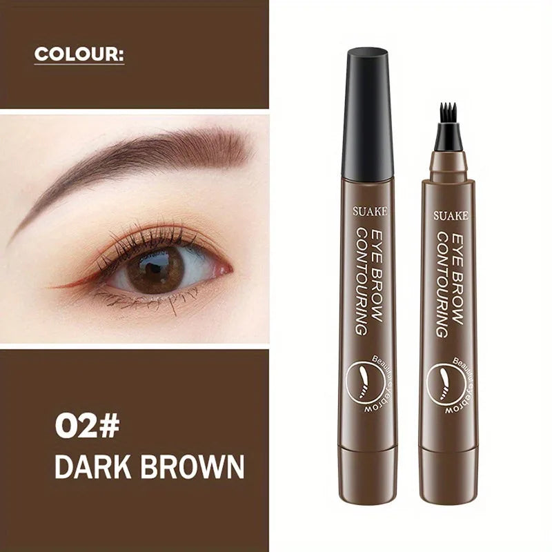 4 Point Eyebrow Pencil Waterproof Liquid Pen Makeup Long Lasting Qme 02 Dark Brown