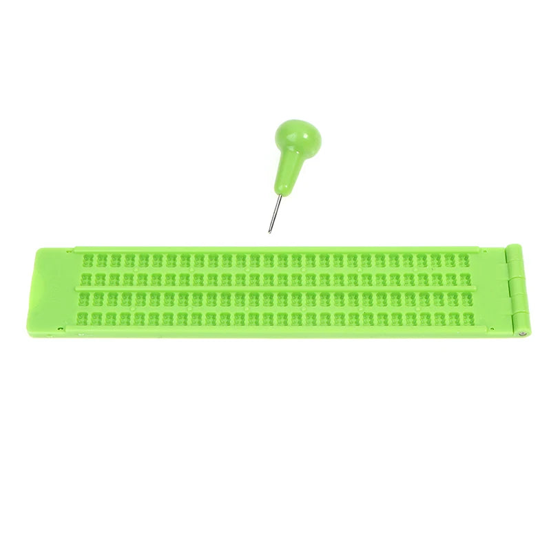 Plastic Braille Writing Slate School Portable Practical Stylus Qme Green