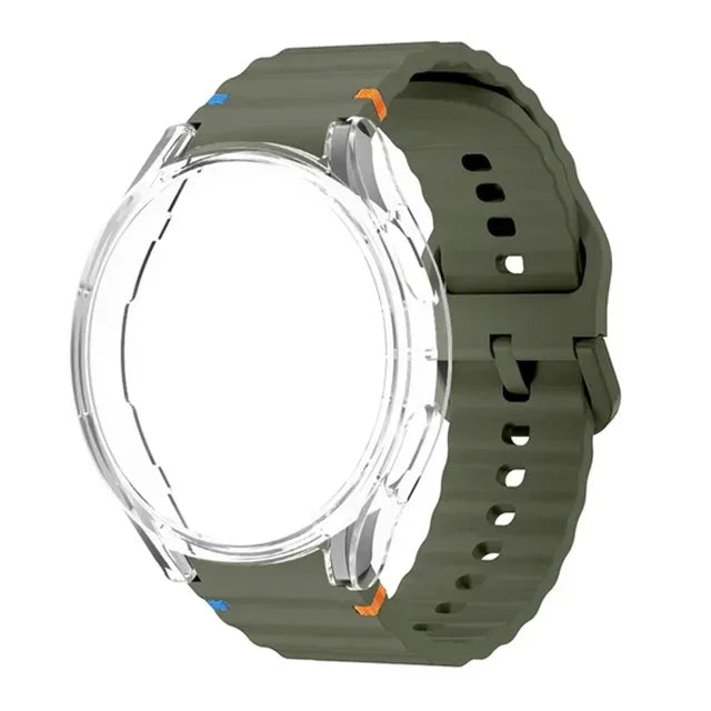 Case+Strap for Samsung Galaxy Watch 7 40mm 44mm Sport Silicone Band Bracelet PC Case Protector Cover Bumper for Galaxy Watch 7 6 Qme AGrTr Galaxy Watch 7 40mm