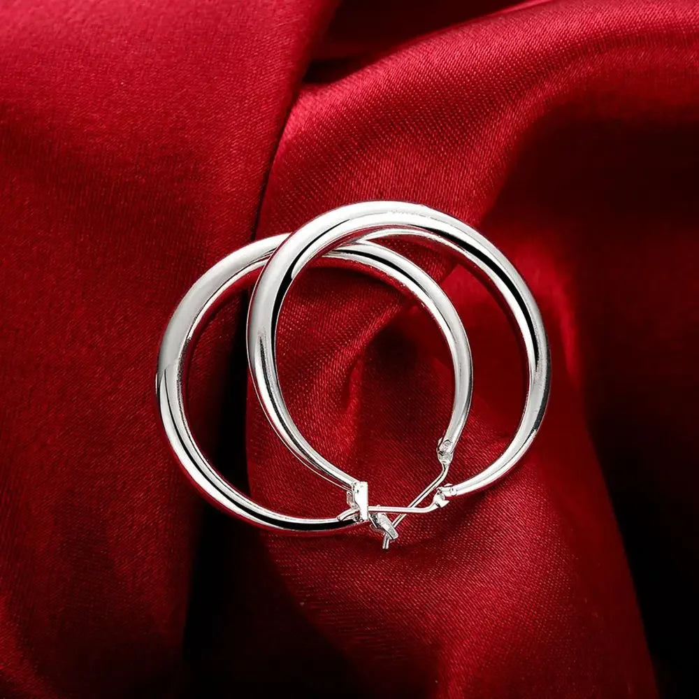 Hot Luxury 925 Sterling Silver Y2k 3.5cm Round Earrings 18K Gold color Fashion Street Versatile Jewelry Wedding Holiday Gifts Qme