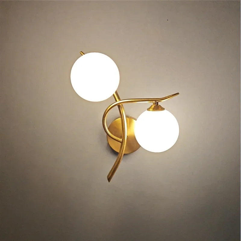 Nordic Modern Iron Wall Lamps LED Bedroom Bed Lamp Learning Corridor Room Indoor Wall Lights Glass Ball Decor Light Fixtures G9 Qme