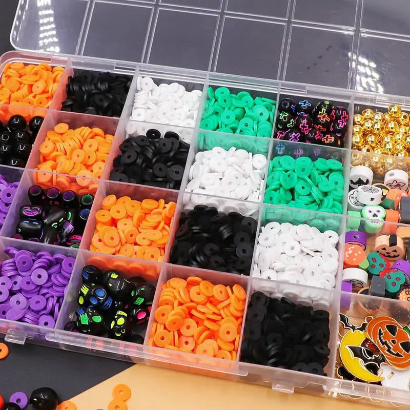 Halloween Clay Beads Kit Friendship Bracelet Making Kit with Charms and Gold Spacer Beads for Jewelry Making DIY Halloween Gift Qme