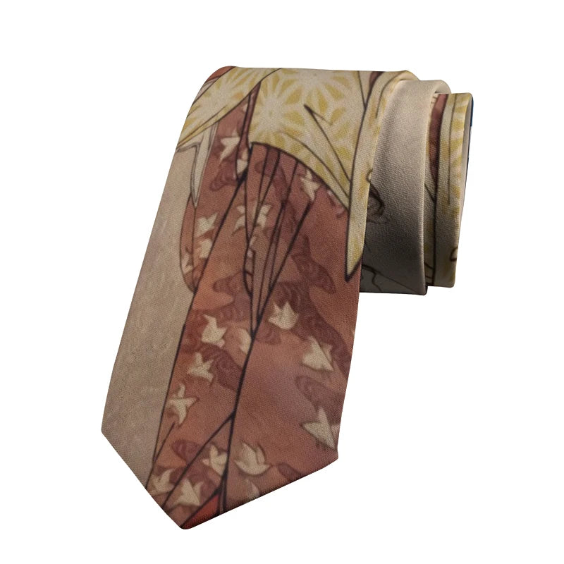 Art Nouveau Portrait Tie Classical Oil Painting Casual Slim Men's Qme type7